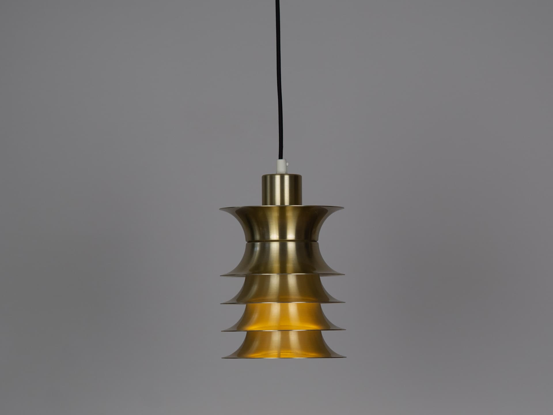 Pair of pendant lamps, golden metal, Denmark, 1970s. - 183282