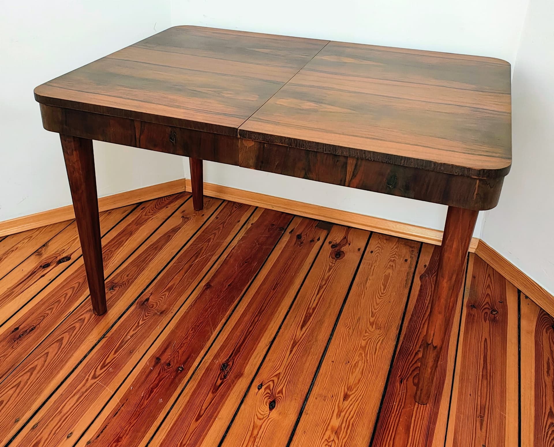 Extendable dining table, dark walnut, by J. Halabala, UP Závody, Czechoslovakia, 1950s. - 183309