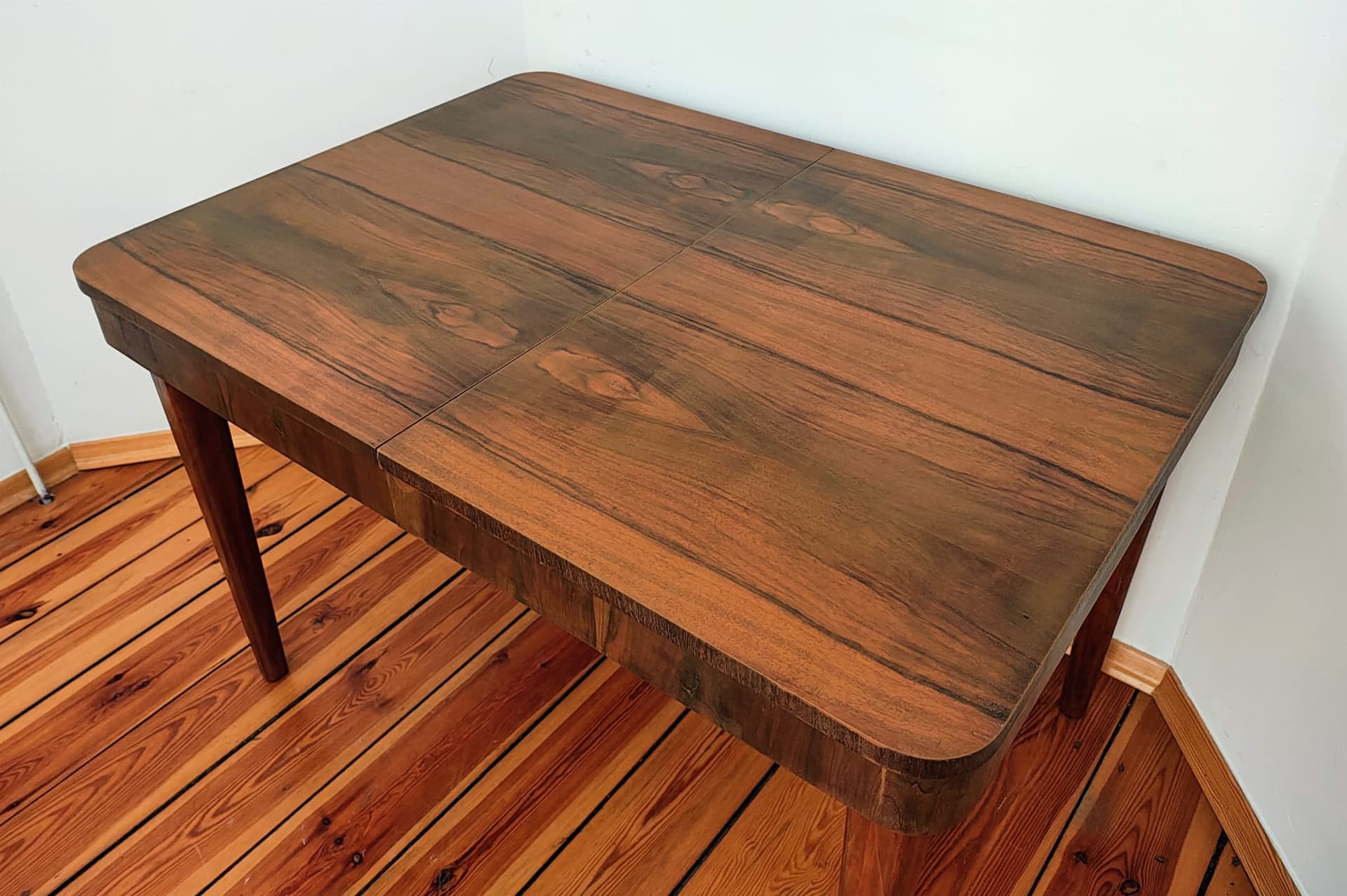 Extendable dining table, dark walnut, by J. Halabala, UP Závody, Czechoslovakia, 1950s. - 183313