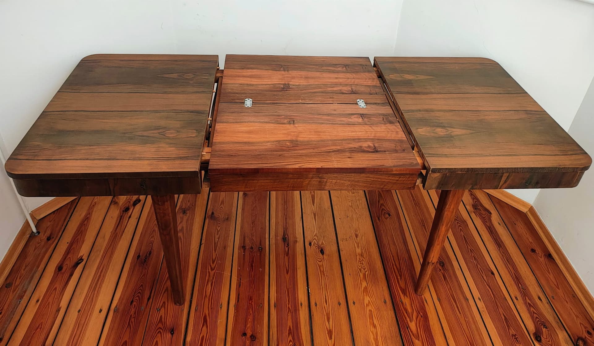 Extendable dining table, dark walnut, by J. Halabala, UP Závody, Czechoslovakia, 1950s. - 183316