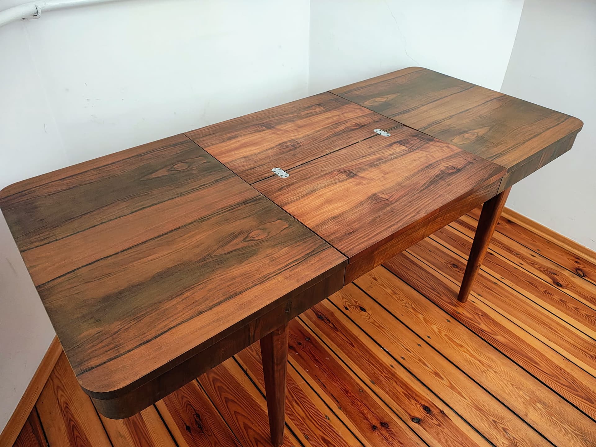Extendable dining table, dark walnut, by J. Halabala, UP Závody, Czechoslovakia, 1950s. - 183323