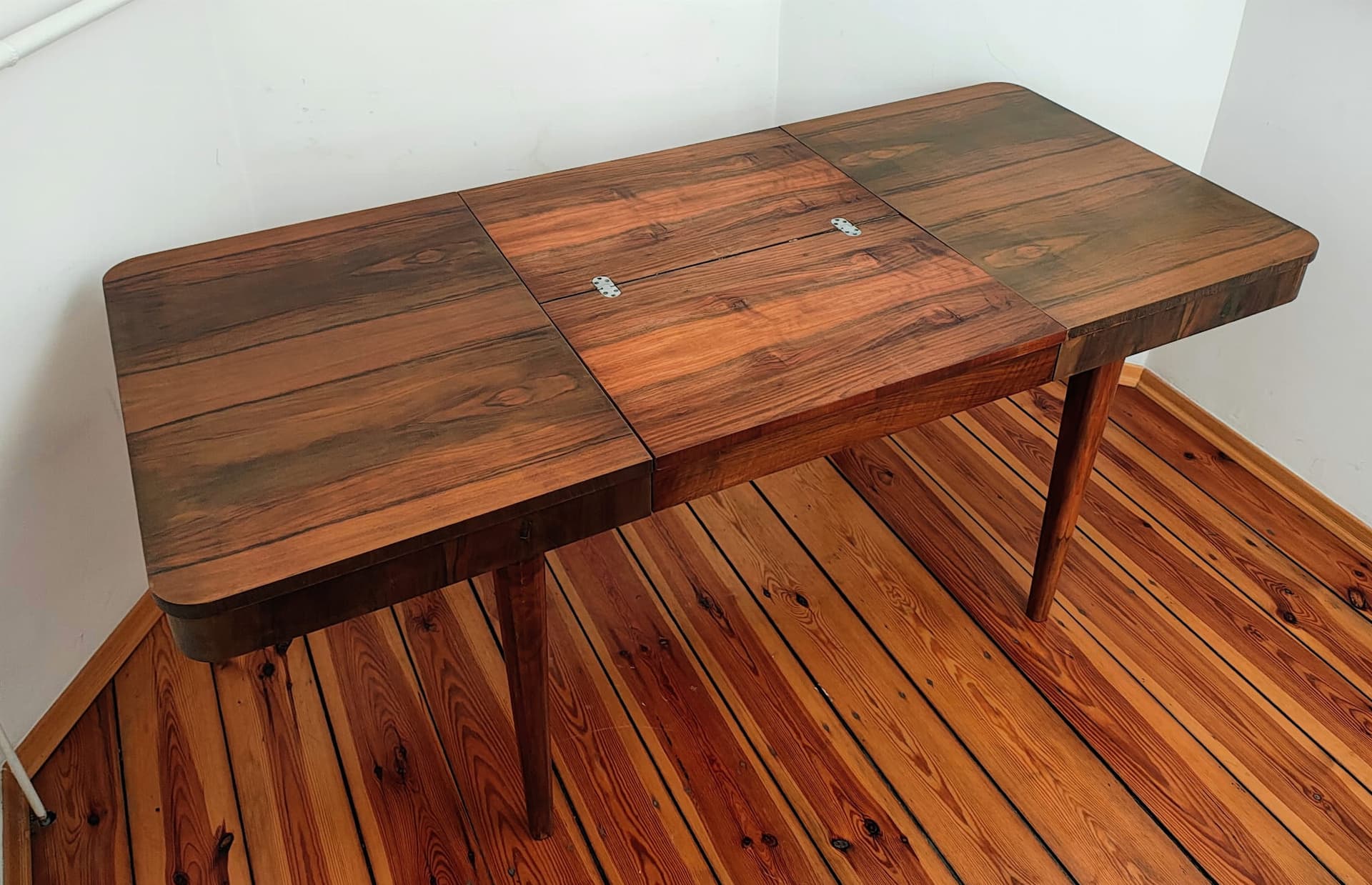 Extendable dining table, dark walnut, by J. Halabala, UP Závody, Czechoslovakia, 1950s. - 183318