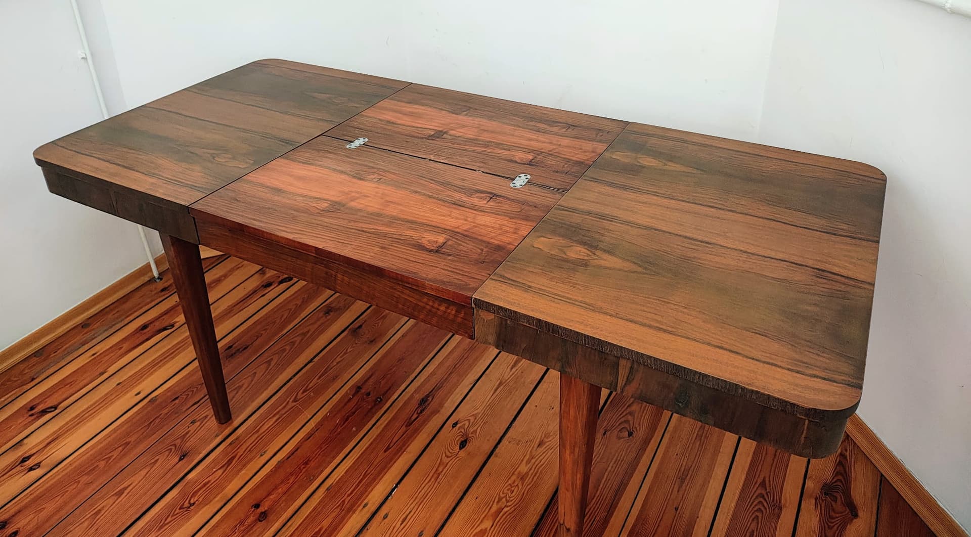 Extendable dining table, dark walnut, by J. Halabala, UP Závody, Czechoslovakia, 1950s. - 183319