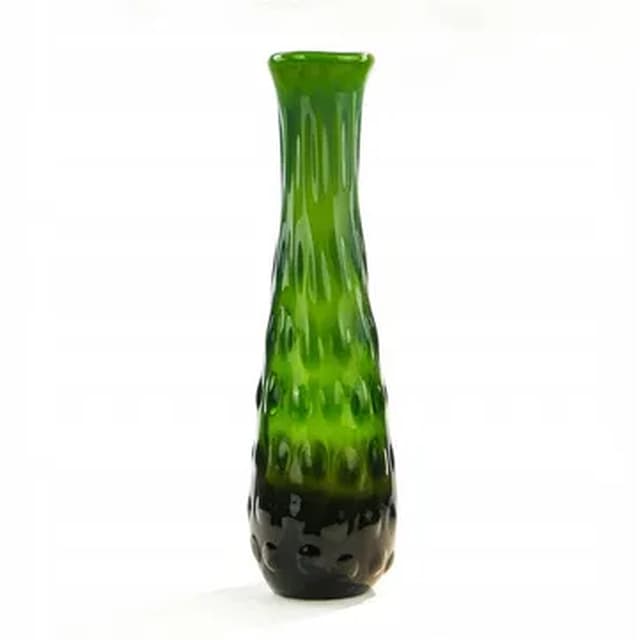 Fasolka vase, mid-century modern, green glass, by J. Drost, Ząbkowice, Poland, 1970s. - DIMENSION