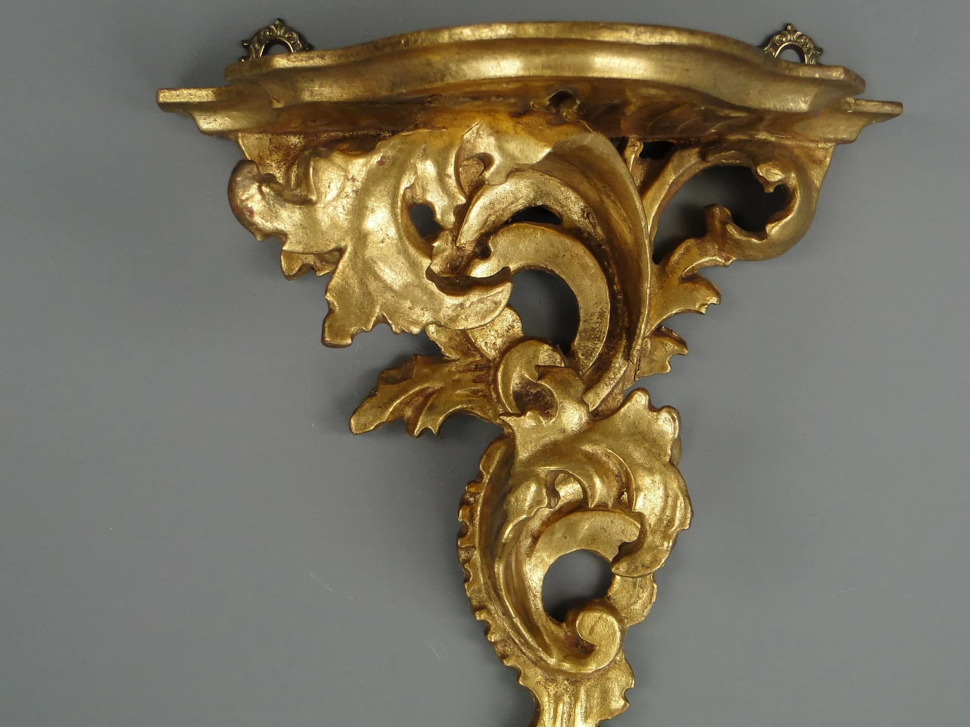 Półka ścienna, styl rokoko, złoty, drewno, Włochy, lata 50. - 12832