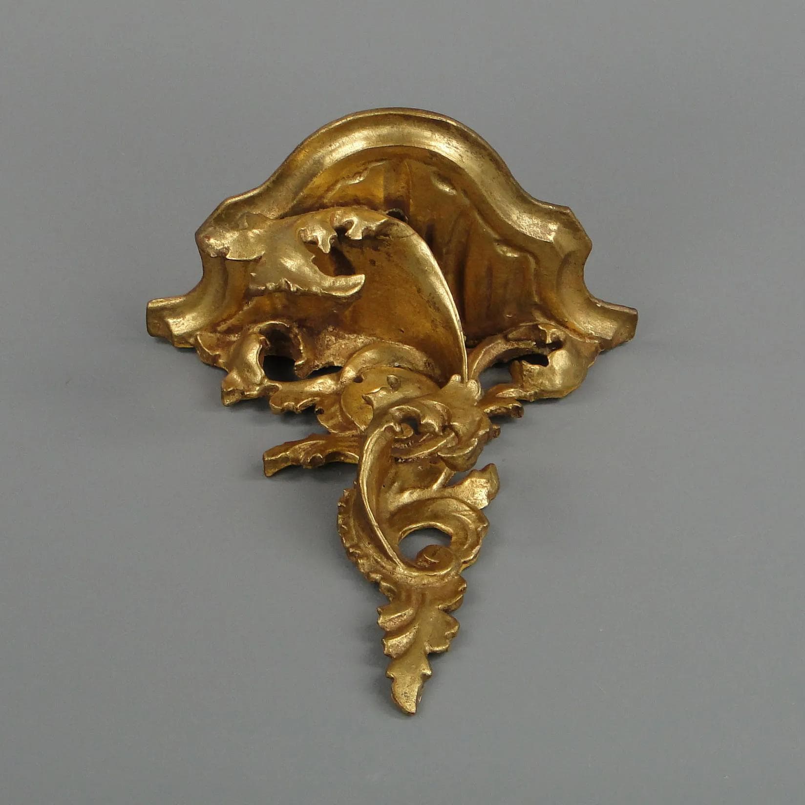 Półka ścienna, styl rokoko, złoty, drewno, Włochy, lata 50. - 12827