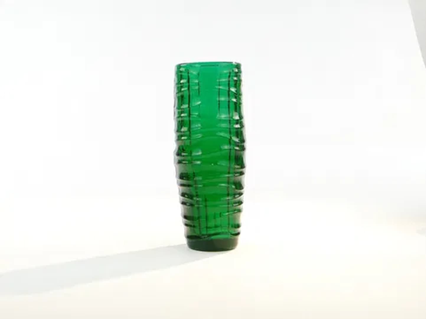 Baleron vase, Modernism, green glass, by J.S. Drost, Ząbkowice, Poland, 1970s. - 183528
