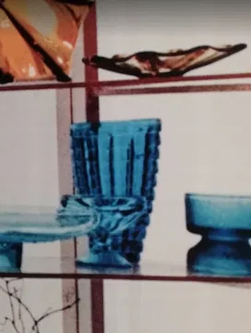 Wazon Optyczny, polski modernizm, szkło żółte, Ząbkowice, Polska, lata 70. - 183635