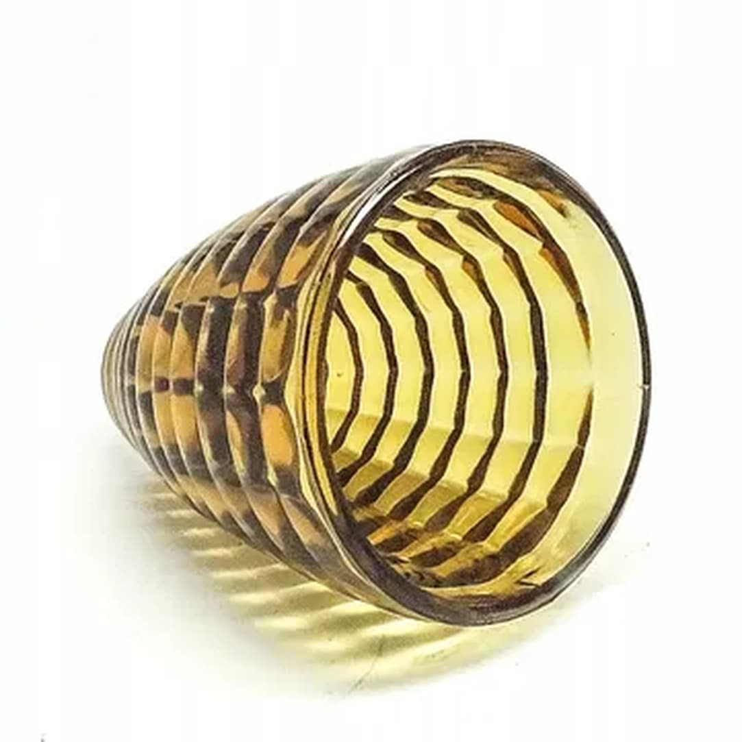 Wazon Optyczny, polski modernizm, szkło żółte, Ząbkowice, Polska, lata 70. - 183634