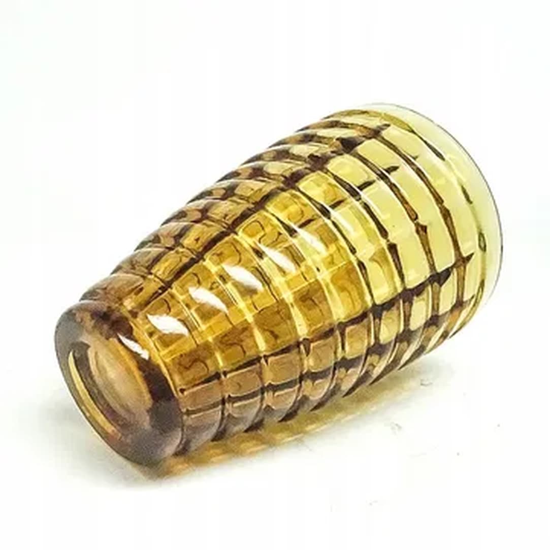 Wazon Optyczny, polski modernizm, szkło żółte, Ząbkowice, Polska, lata 70. - 183632