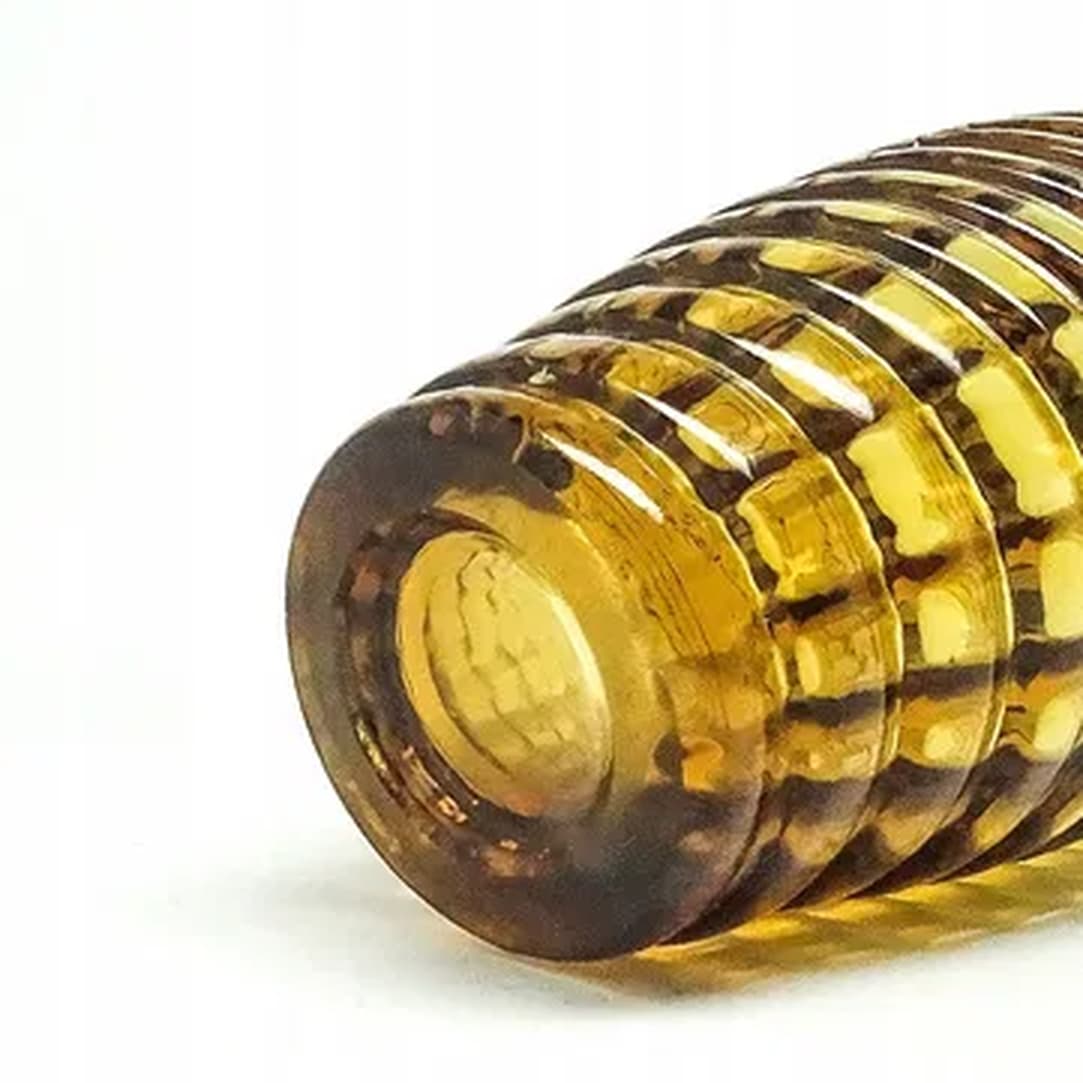 Wazon Optyczny, polski modernizm, szkło żółte, Ząbkowice, Polska, lata 70. - 183633