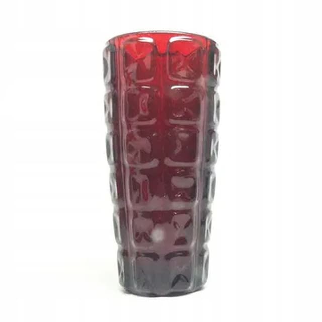 Mid-century modern vase, red sodium glass, Ząbkowice, Poland, 1970s. - DIMENSION