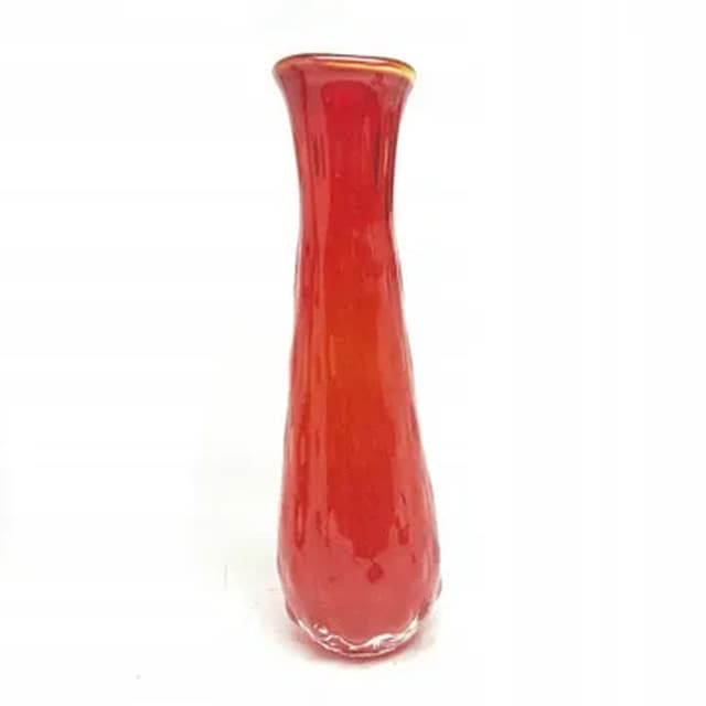 Fasolka vase, Mid-century modern, red glass, Ząbkowice, Poland, 1970s. - DIMENSION