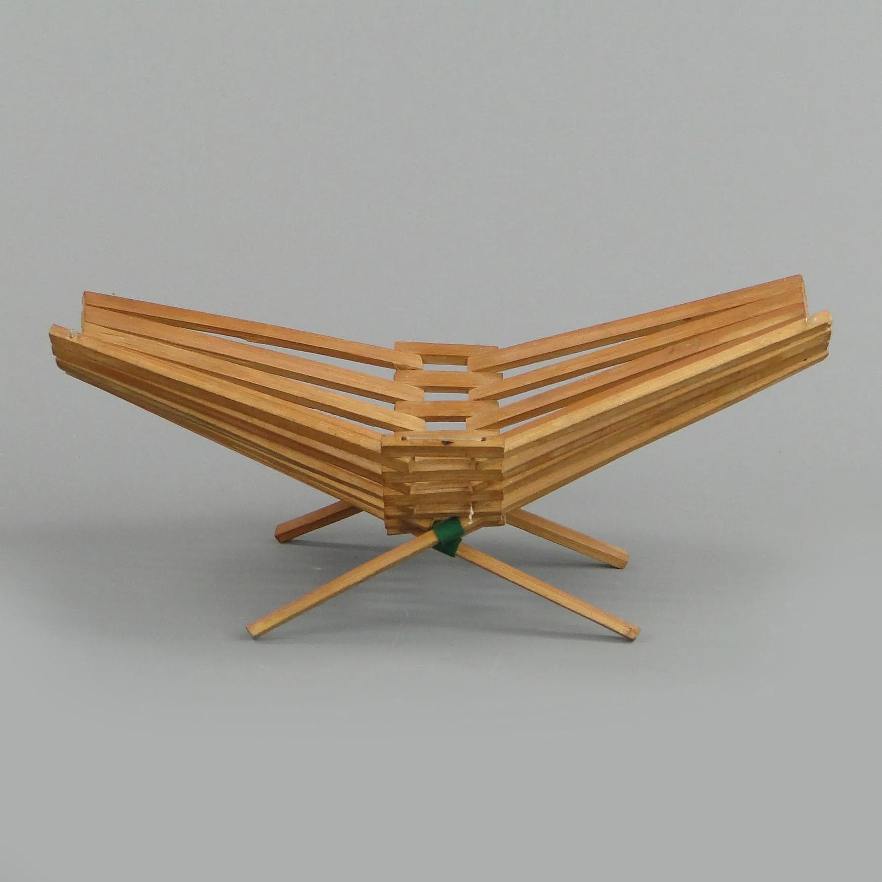 Kosz na pieczywo, mid-century modern, bambus jasnobrązowy, Polska, lata 60. - 12815