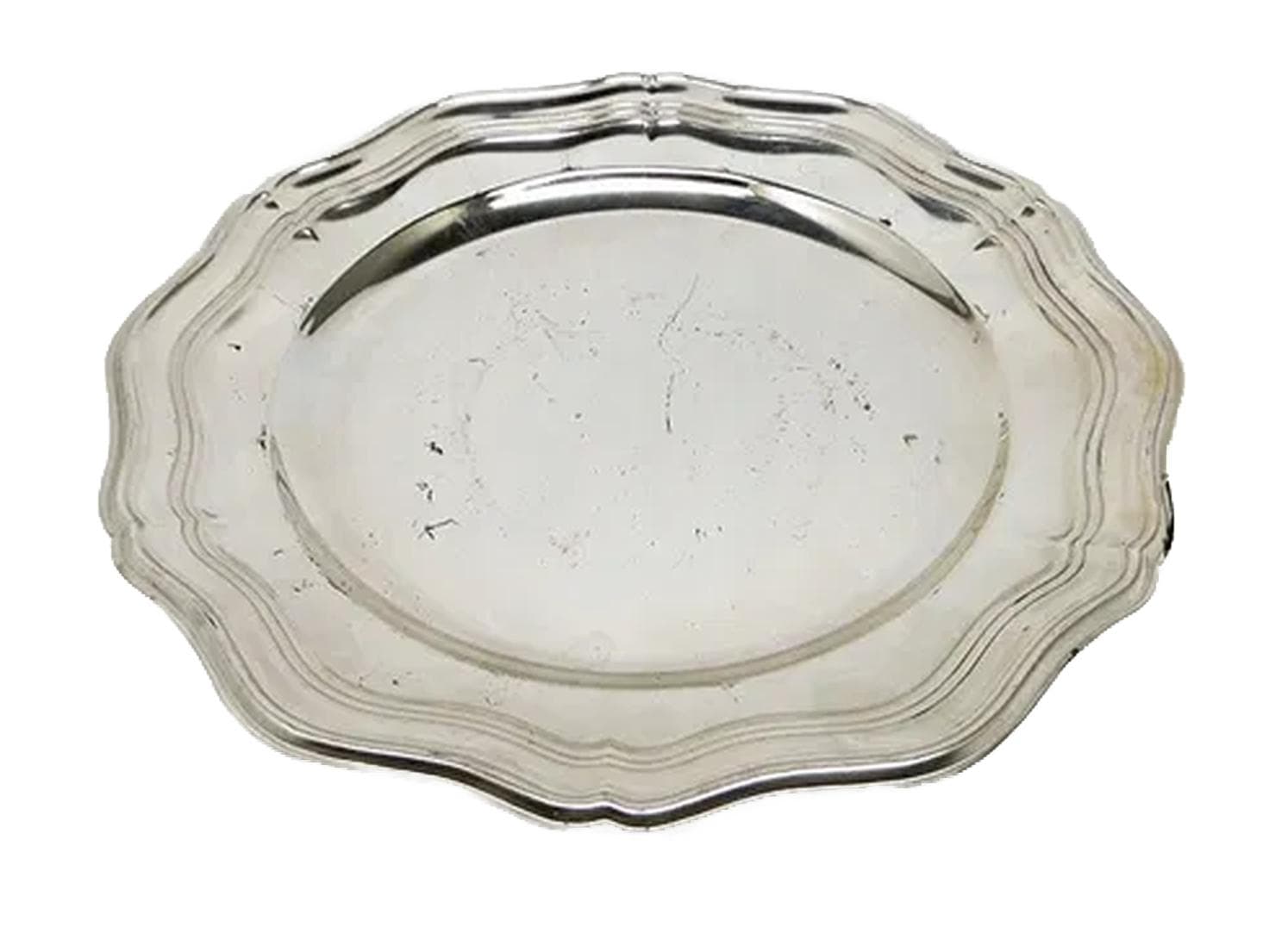 Plate, Art Deco, silver-plated brass, Sweden, 1950s.
