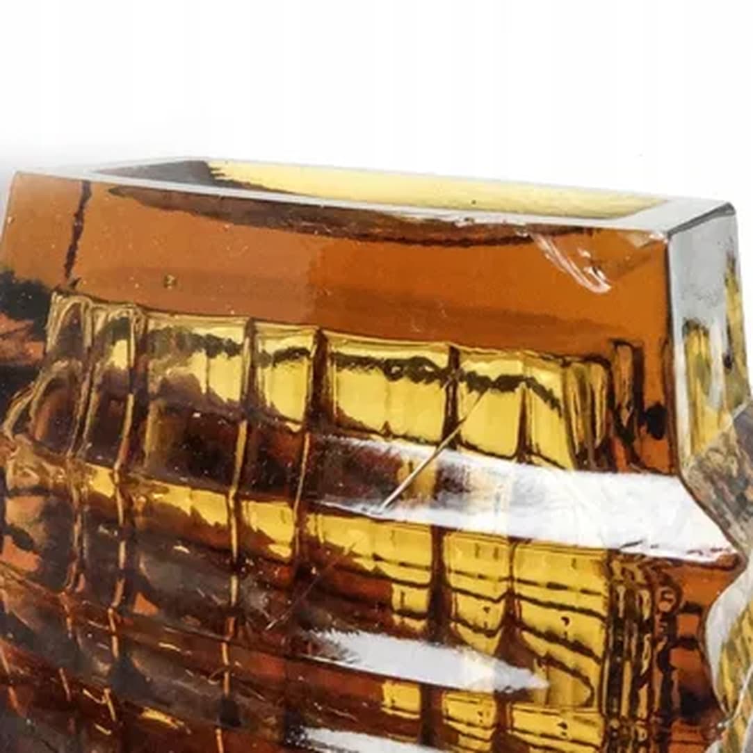 Wazon Optyczny, mid-century modern, szkło żółte, proj. J. Drost, Ząbkowice, Polska, lata 70. - 183829