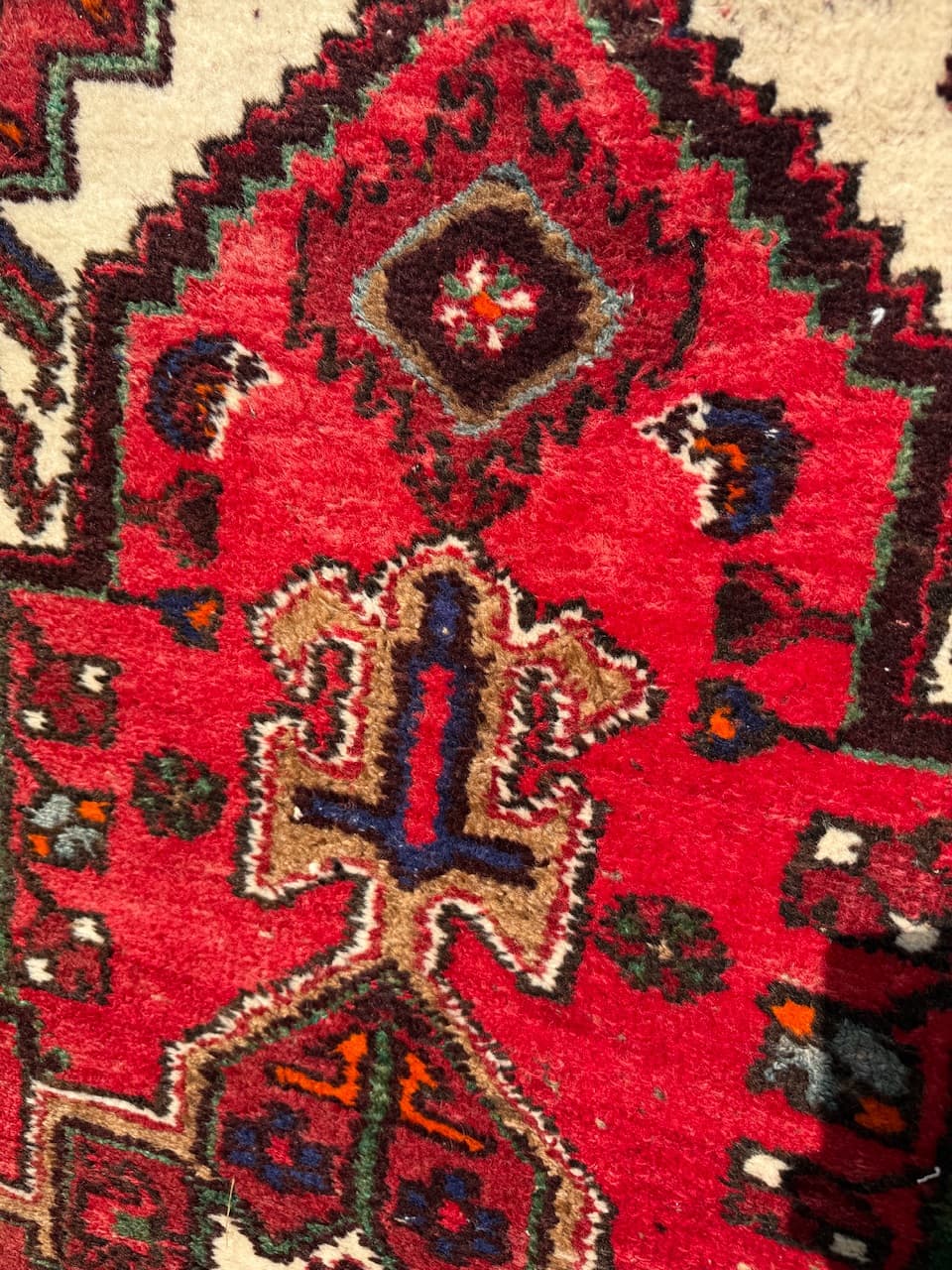 Rug Hamadan 190x104 cm, red, wool, Iran, 1950s. - 183949
