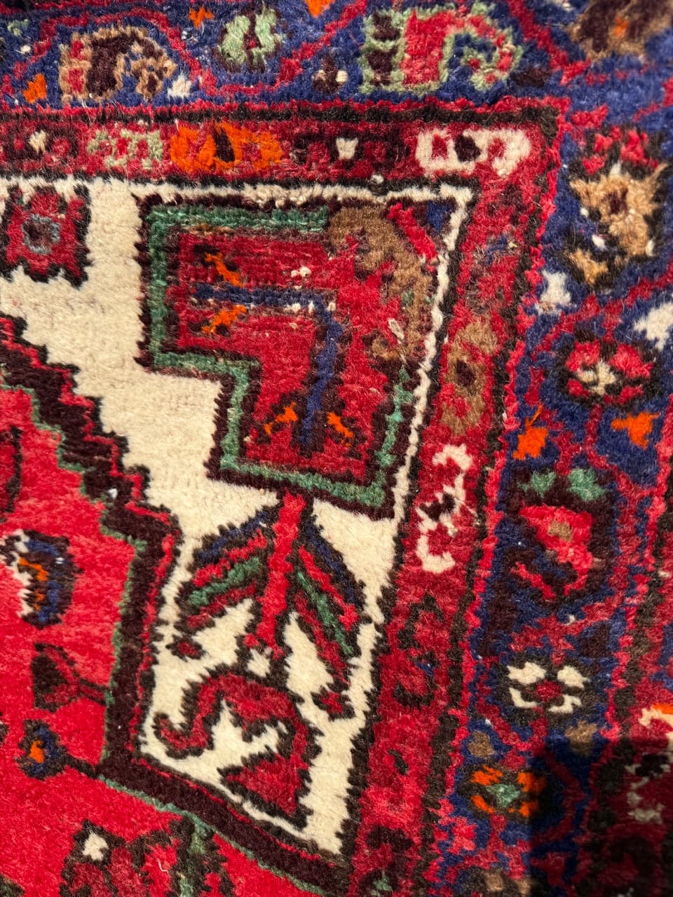 Rug Hamadan 190x104 cm, red, wool, Iran, 1950s. - 183947
