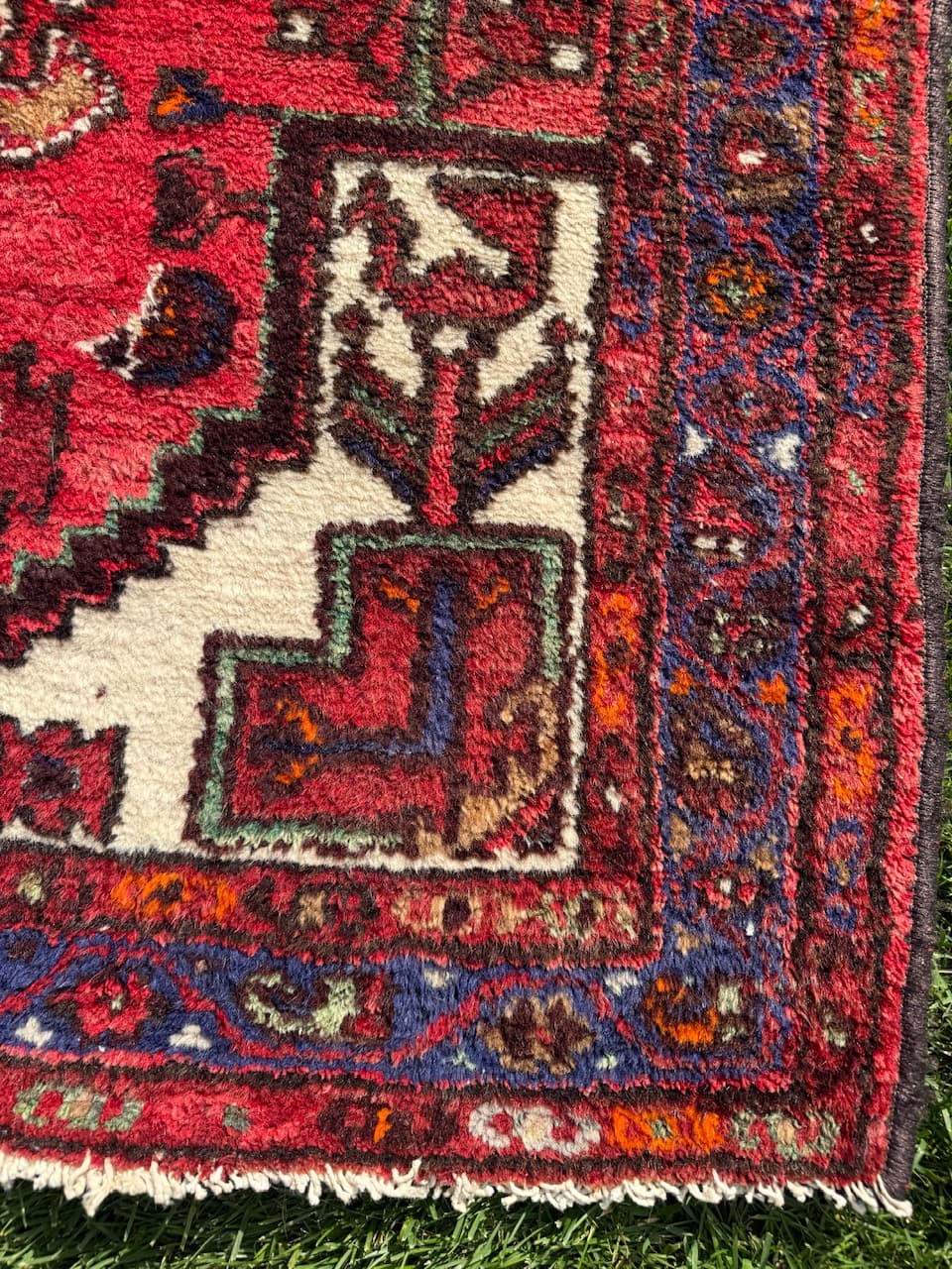 Rug Hamadan 190x104 cm, red, wool, Iran, 1950s. - 183954
