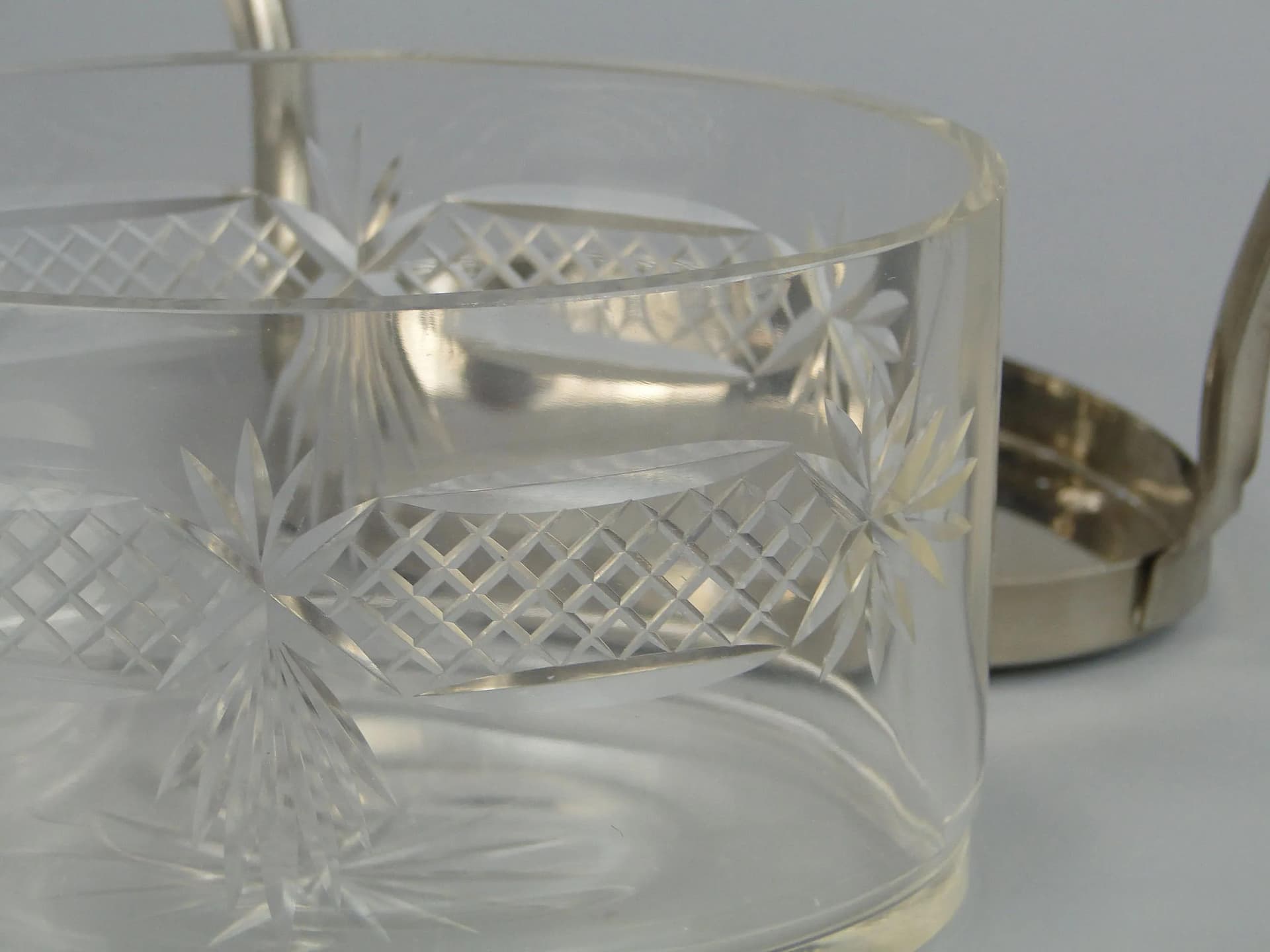 Biscuit Barrel Art Deco, silver, brass, crystal, Austria, 1920s - 12799