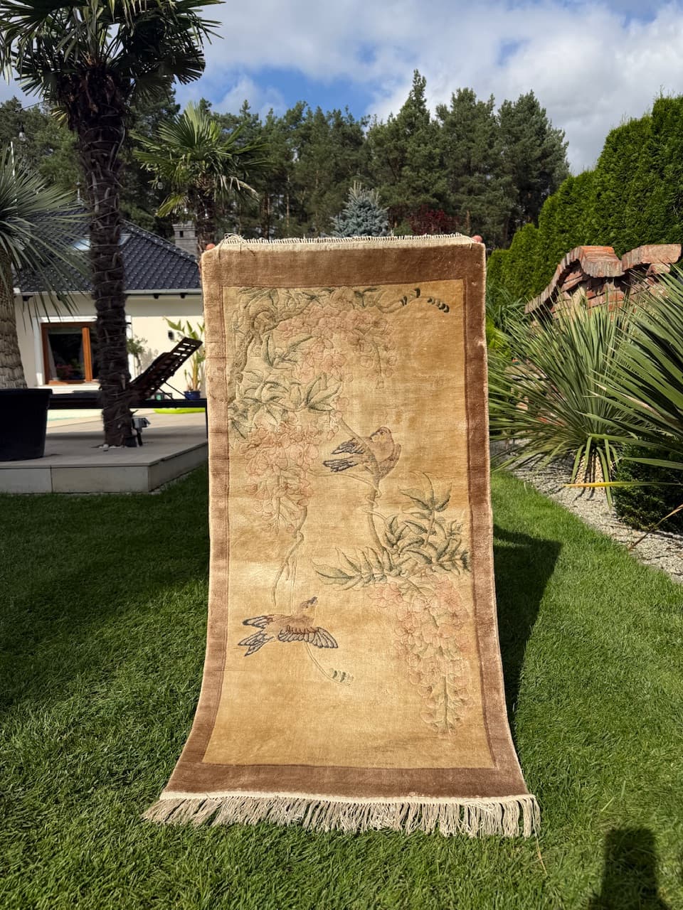 Dywan Pekin, 135x60 cm, jedwab beżowy, Chiny - 183960