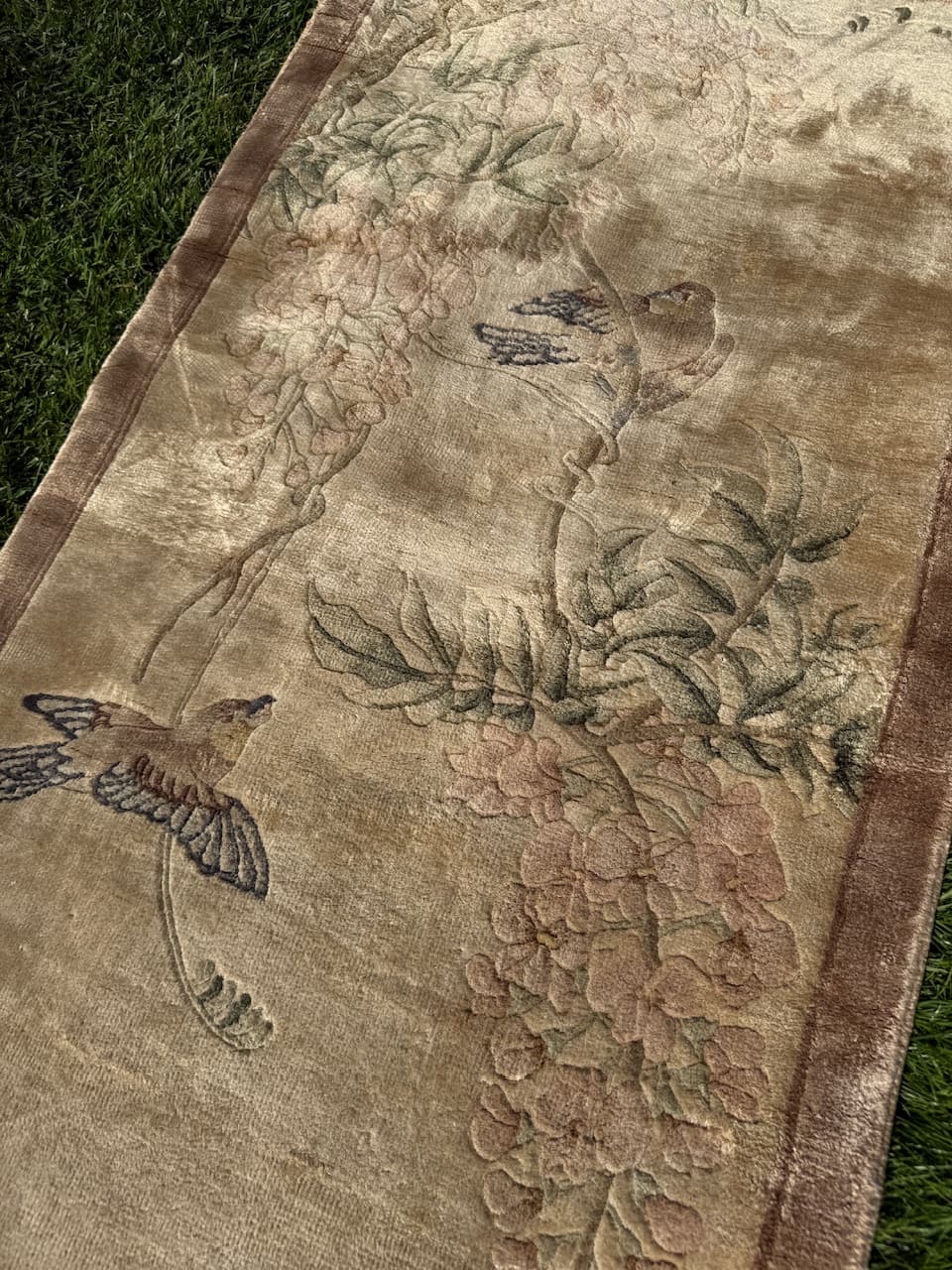 Dywan Pekin, 135x60 cm, jedwab beżowy, Chiny - 183971