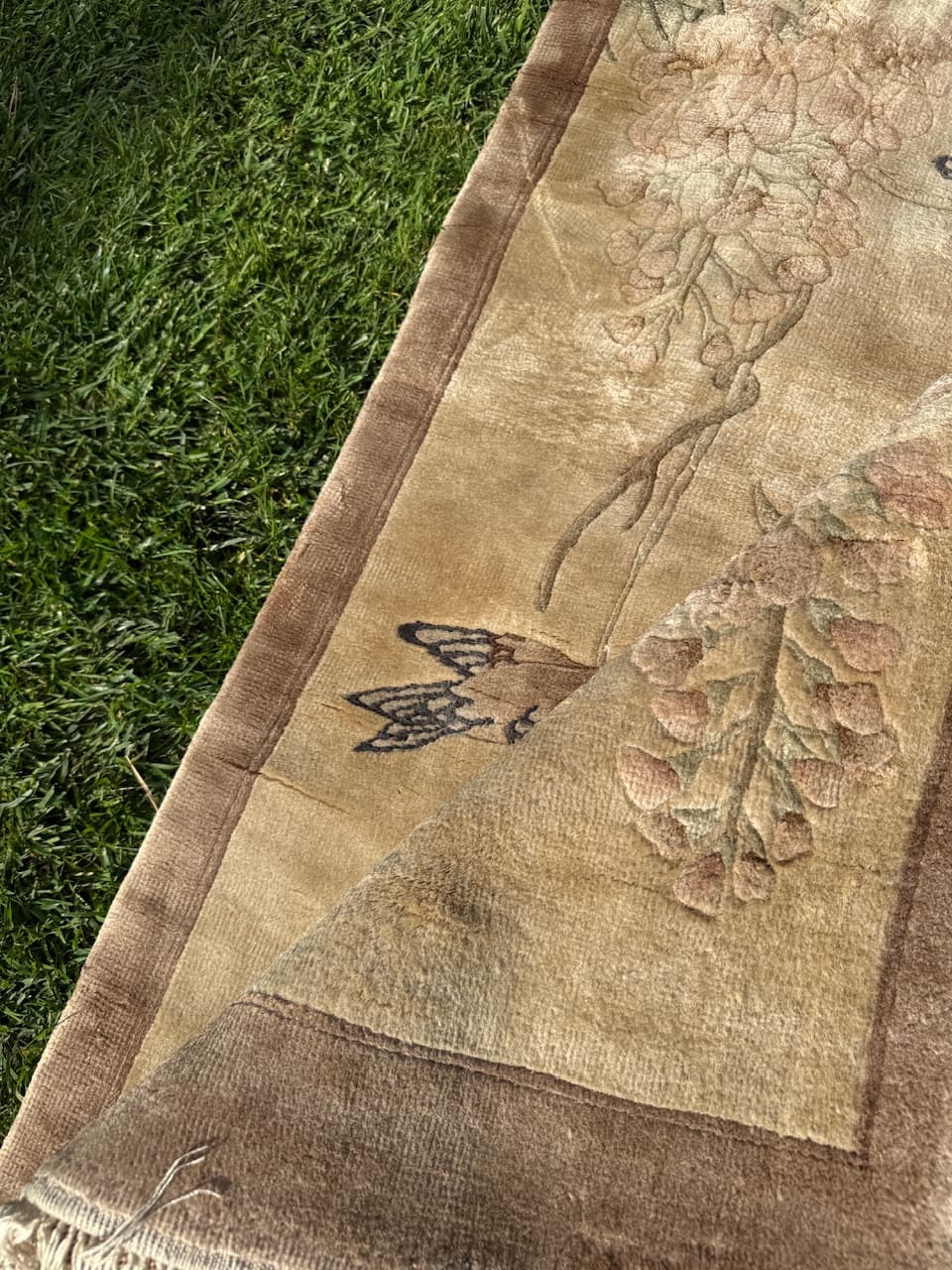 Dywan Pekin, 135x60 cm, jedwab beżowy, Chiny - 183973