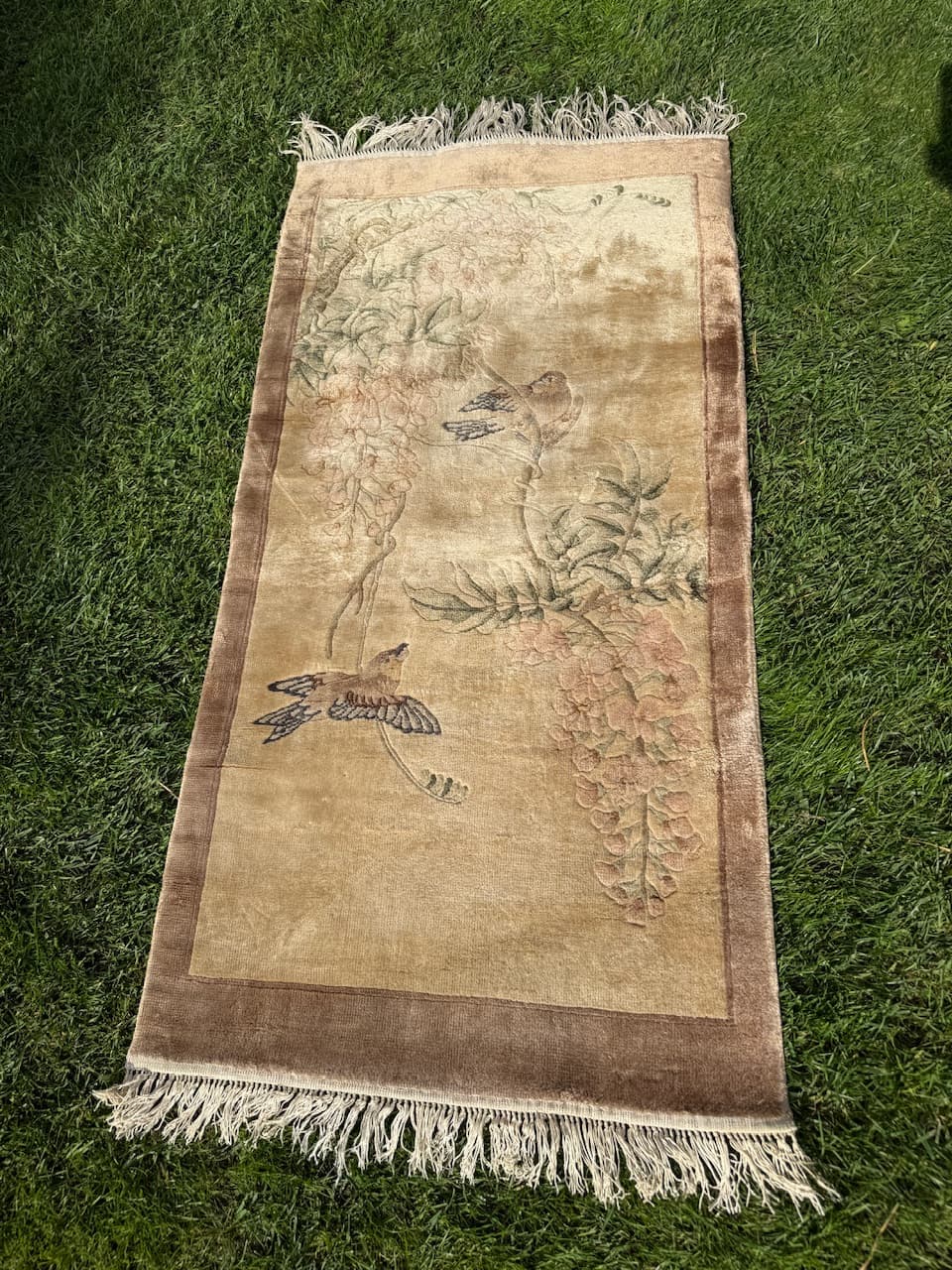 Dywan Pekin, 135x60 cm, jedwab beżowy, Chiny - 183961