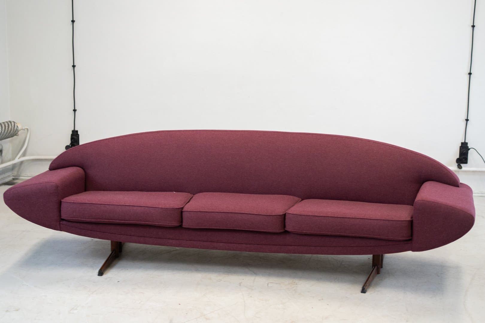 Set of Capri sofa and lounge chair, maroon, fabric - 184714