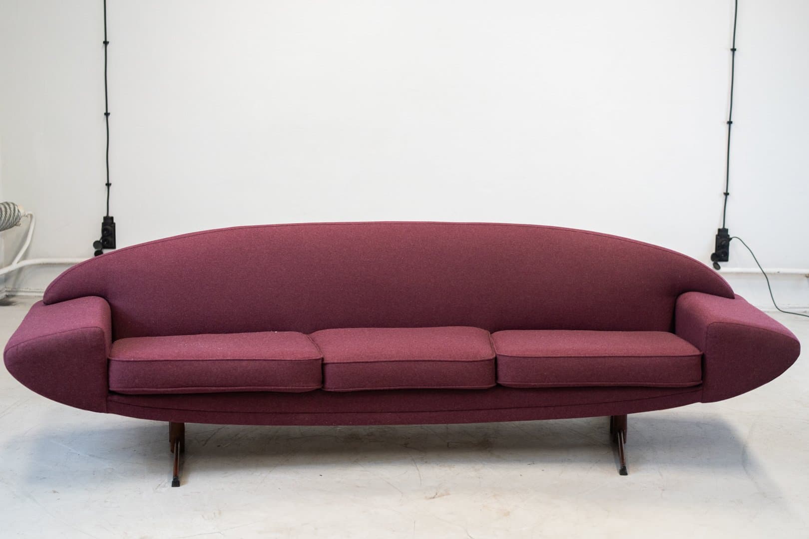 Set of Capri sofa and lounge chair, maroon, fabric - 184711