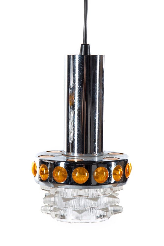 Pair of space age pendant lamps, black, metal - 184703