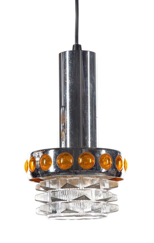 Pair of space age pendant lamps, black, metal - 184702