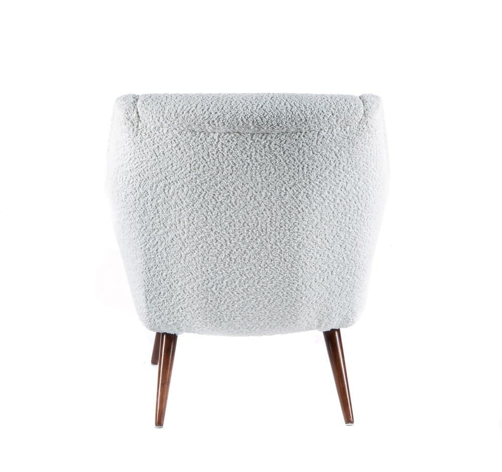 Fotel wypoczynkowy tapicerowany, ivory white, tkanina boucle, lata 50. - 184699