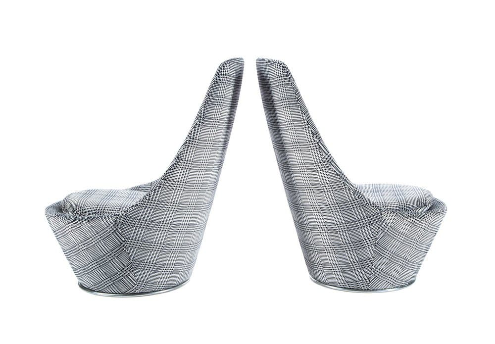 set of two French lounge chairs, grey, fabric - 184694