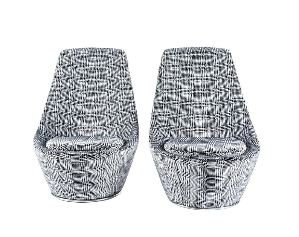 set of two French lounge chairs, grey, fabric