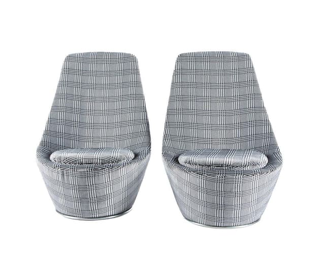 set of two French lounge chairs, grey, fabric - DIMENSION