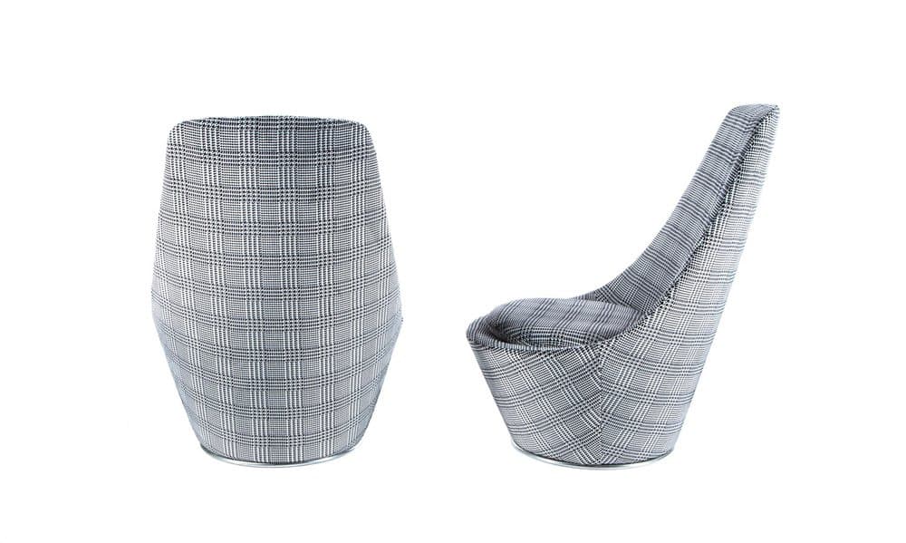 set of two French lounge chairs, grey, fabric - 184695
