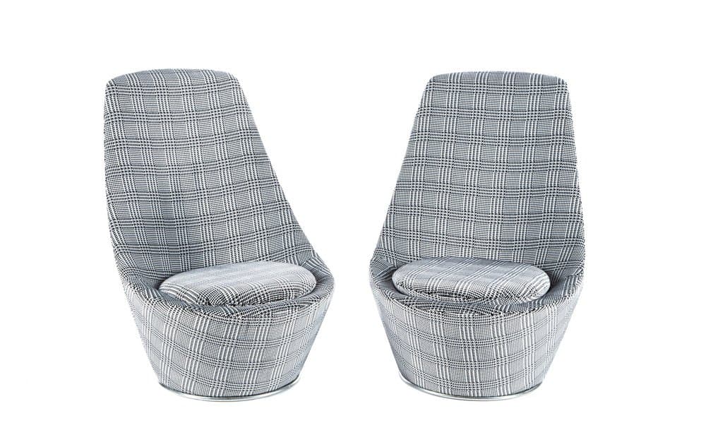 set of two French lounge chairs, grey, fabric - 184696