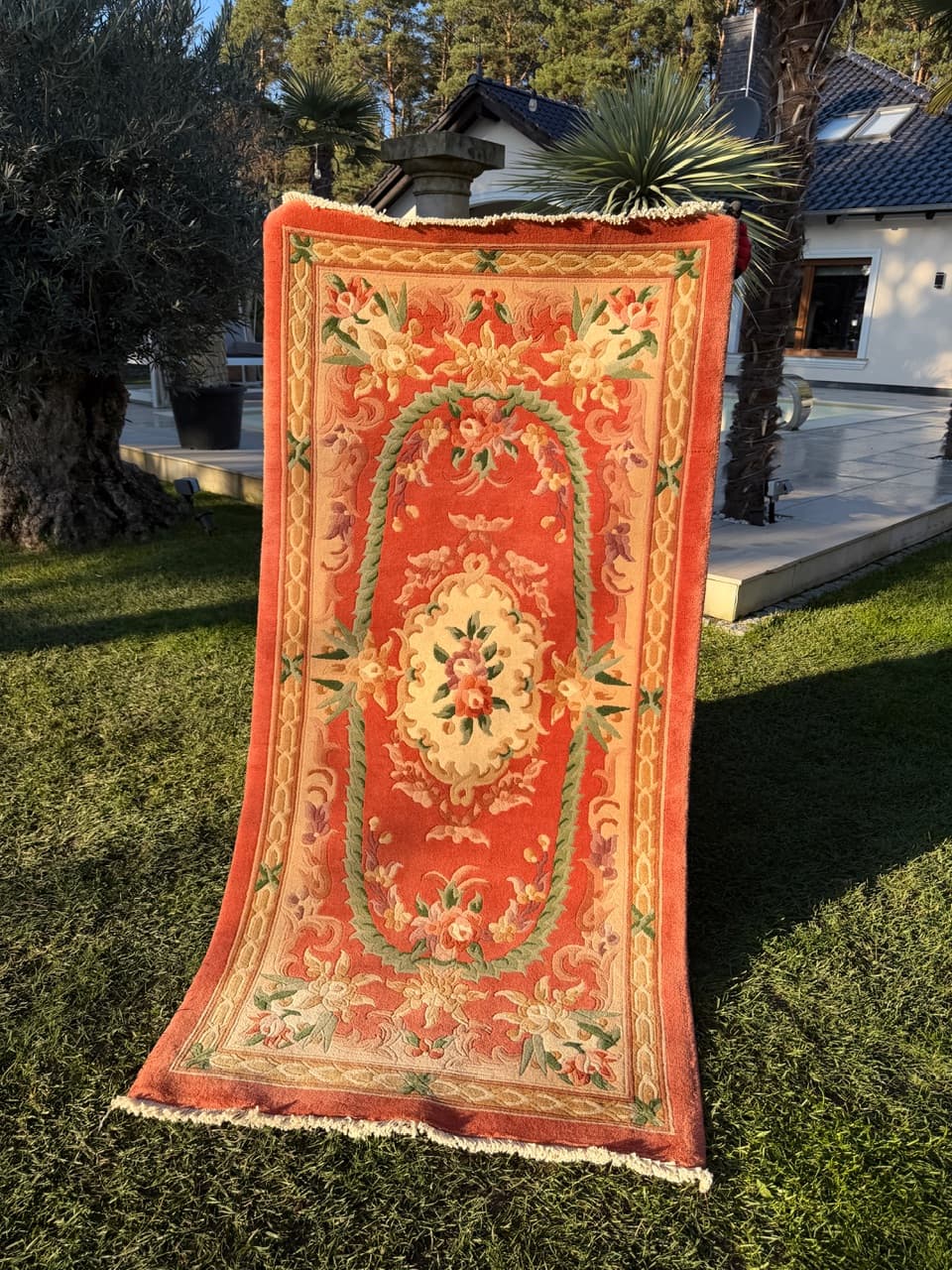 Dywan Pekin 190x93 cm, pomarańczowy, wełna, Chiny, lata 90. - 183975