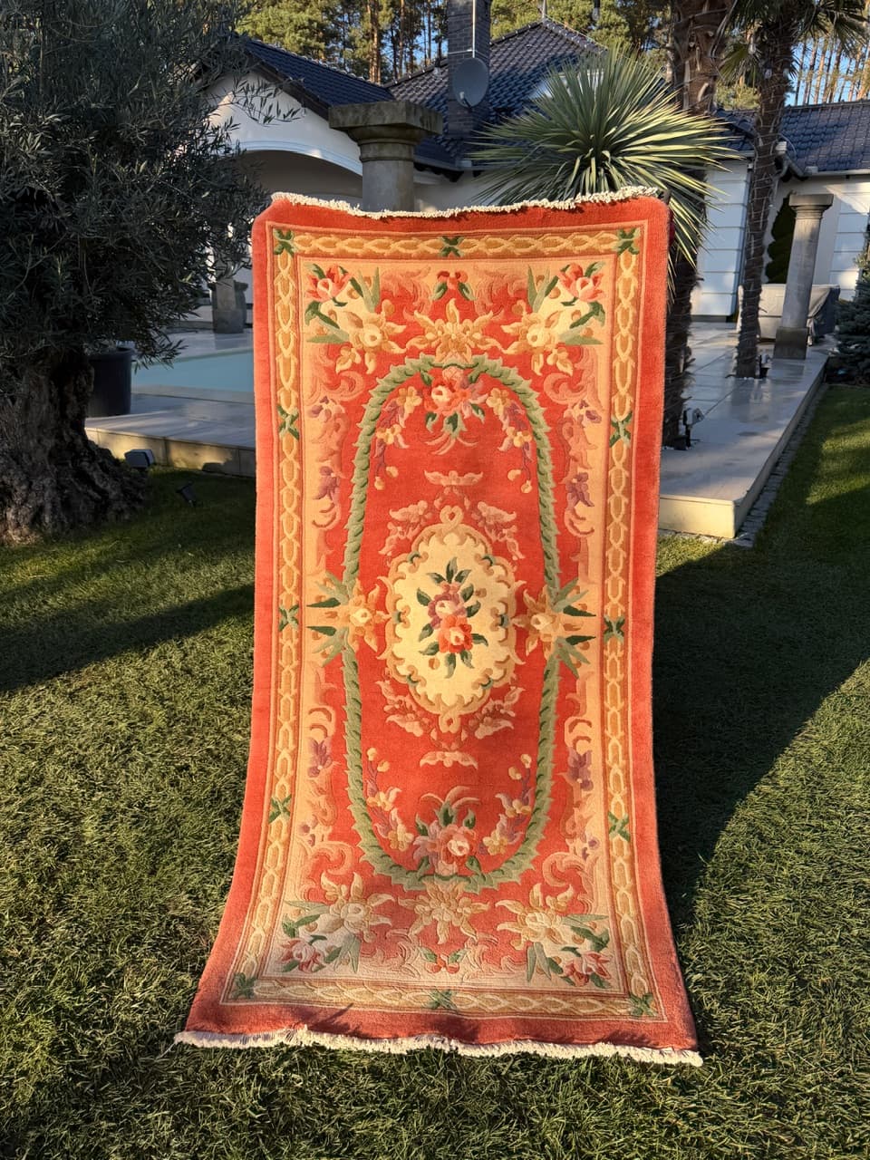 Dywan Pekin 190x93 cm, pomarańczowy, wełna, Chiny, lata 90. - 183974