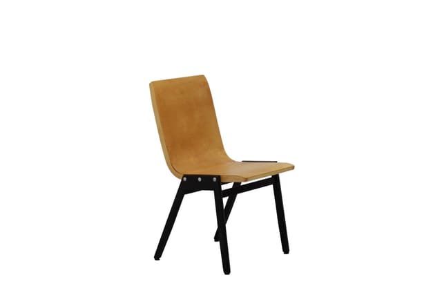 Set of four stacking chairs Roland Rainer, light brown, beech plywood - DIMENSION