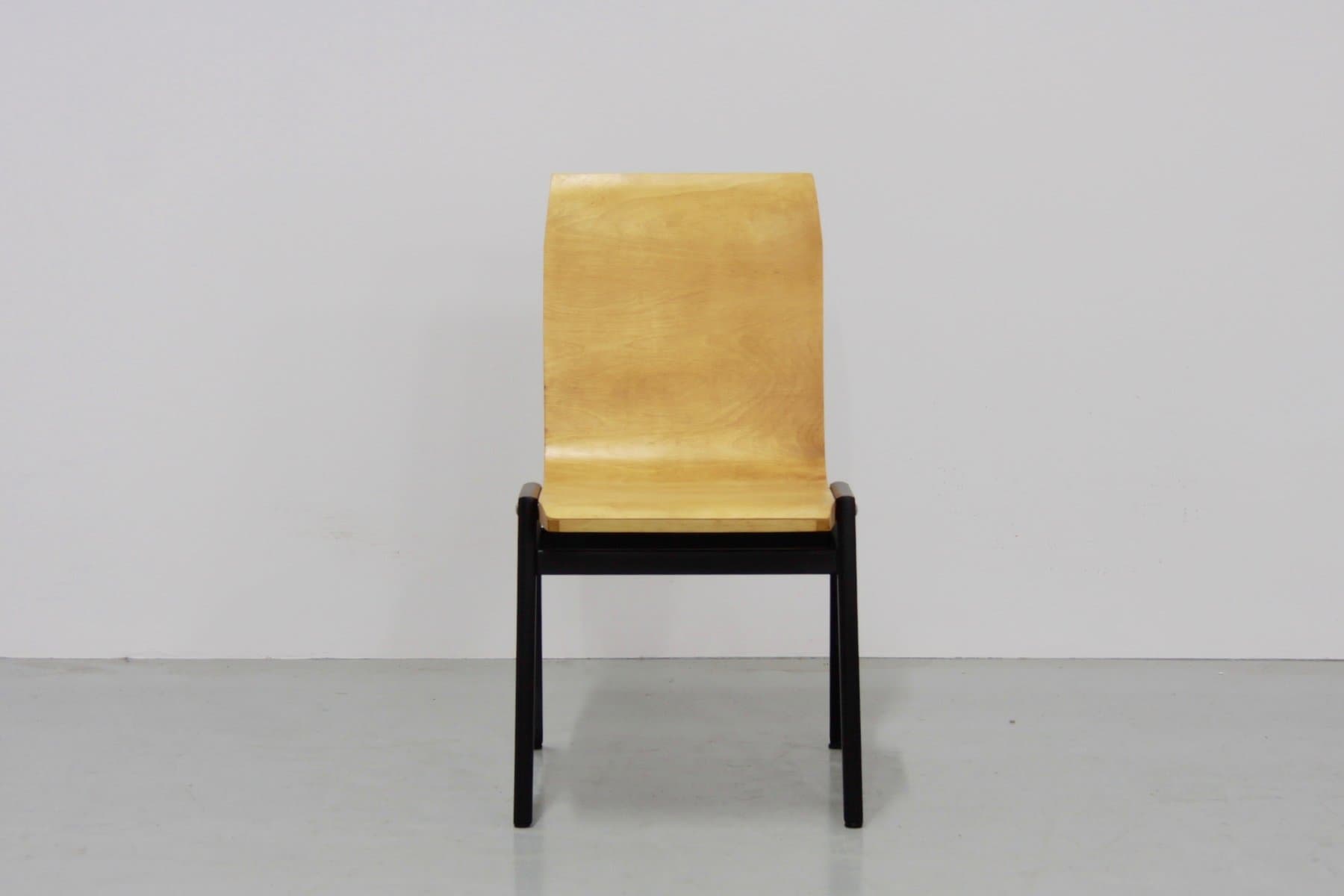 Set of four stacking chairs Roland Rainer, light brown, beech plywood - 184605