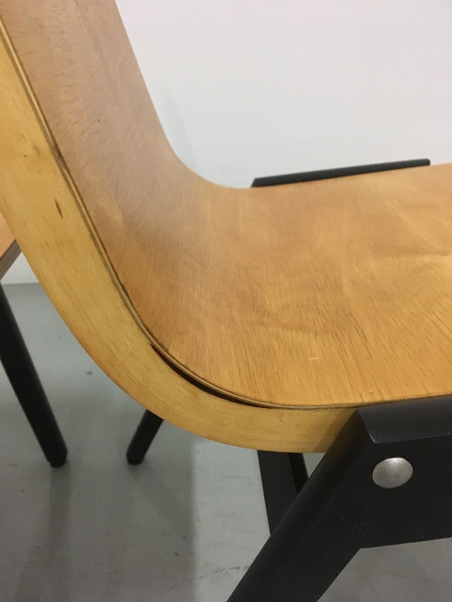 Set of four stacking chairs Roland Rainer, light brown, beech plywood - 184609