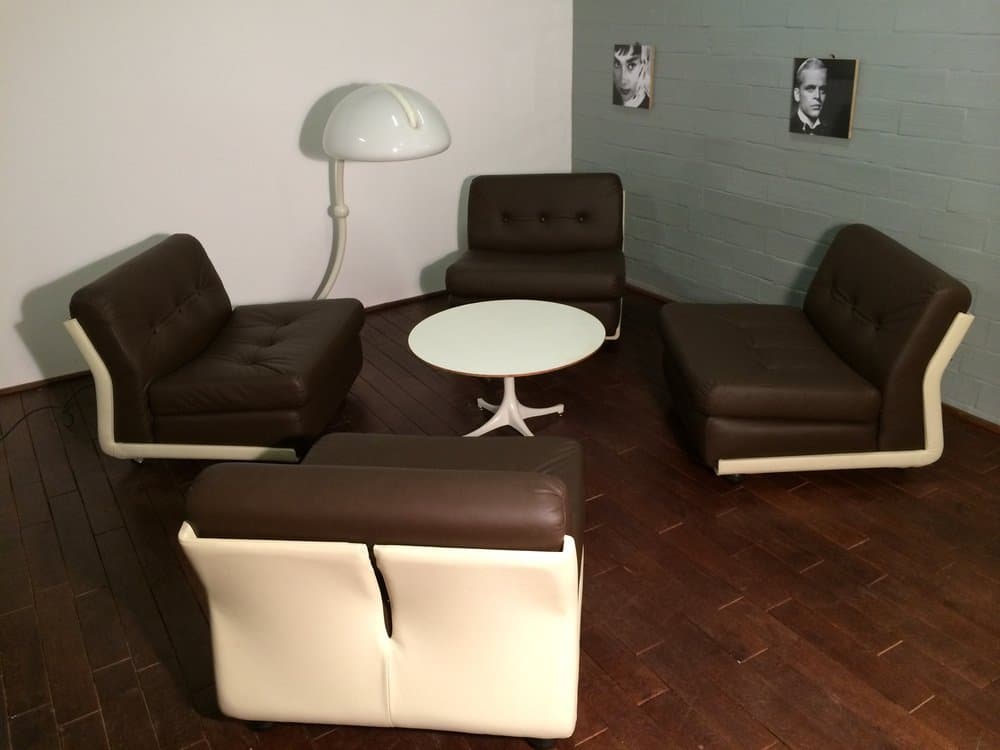 set of four Amanta lounge chairs Mario Bellini for B&B Italia, dark brown, natural leather - 184553