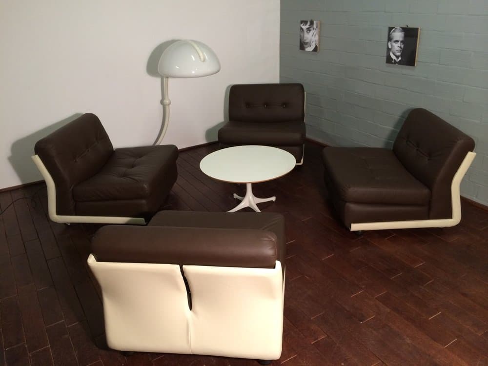 set of four Amanta lounge chairs Mario Bellini for B&B Italia, dark brown, natural leather - 184554