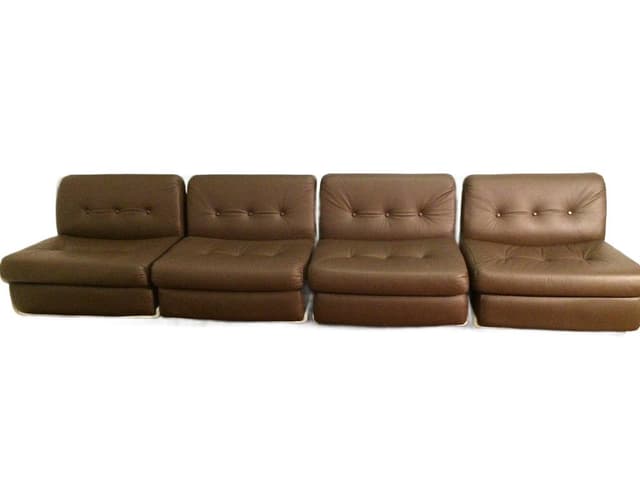 set of four Amanta lounge chairs Mario Bellini for B&B Italia, dark brown, natural leather - DIMENSION