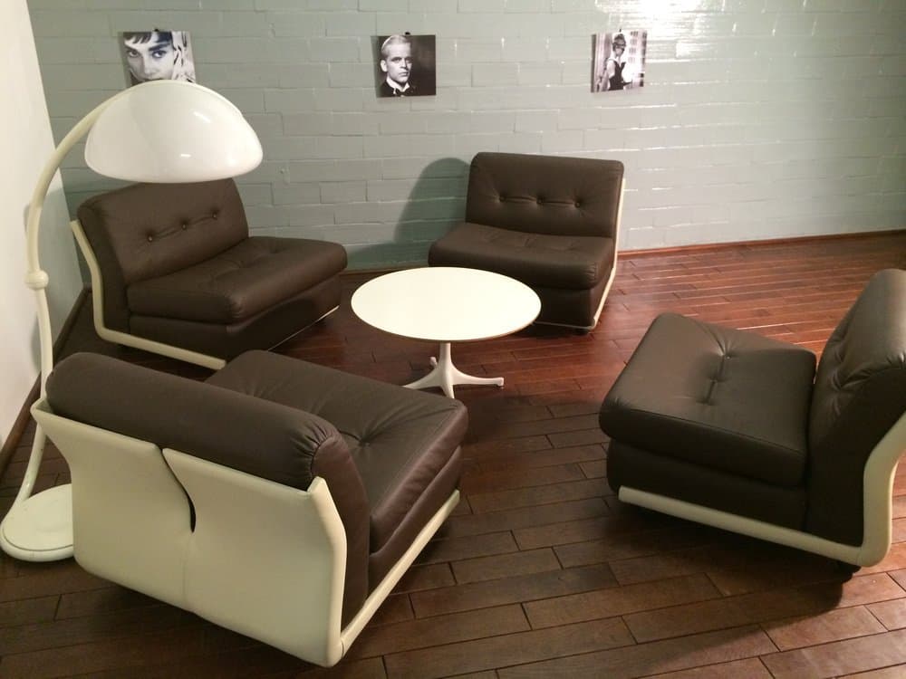 set of four Amanta lounge chairs Mario Bellini for B&B Italia, dark brown, natural leather - 184556