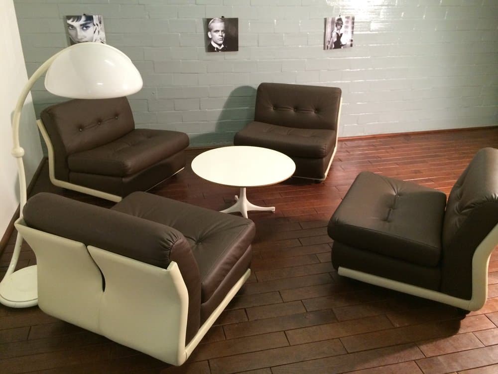 set of four Amanta lounge chairs Mario Bellini for B&B Italia, dark brown, natural leather - 184555