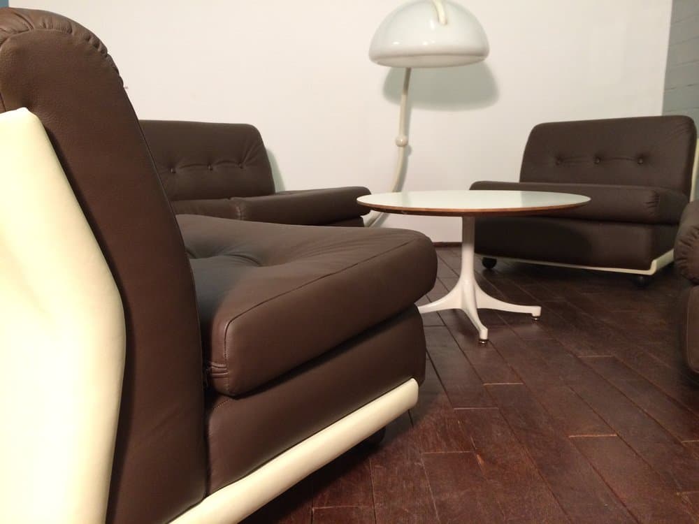set of four Amanta lounge chairs Mario Bellini for B&B Italia, dark brown, natural leather - 184559