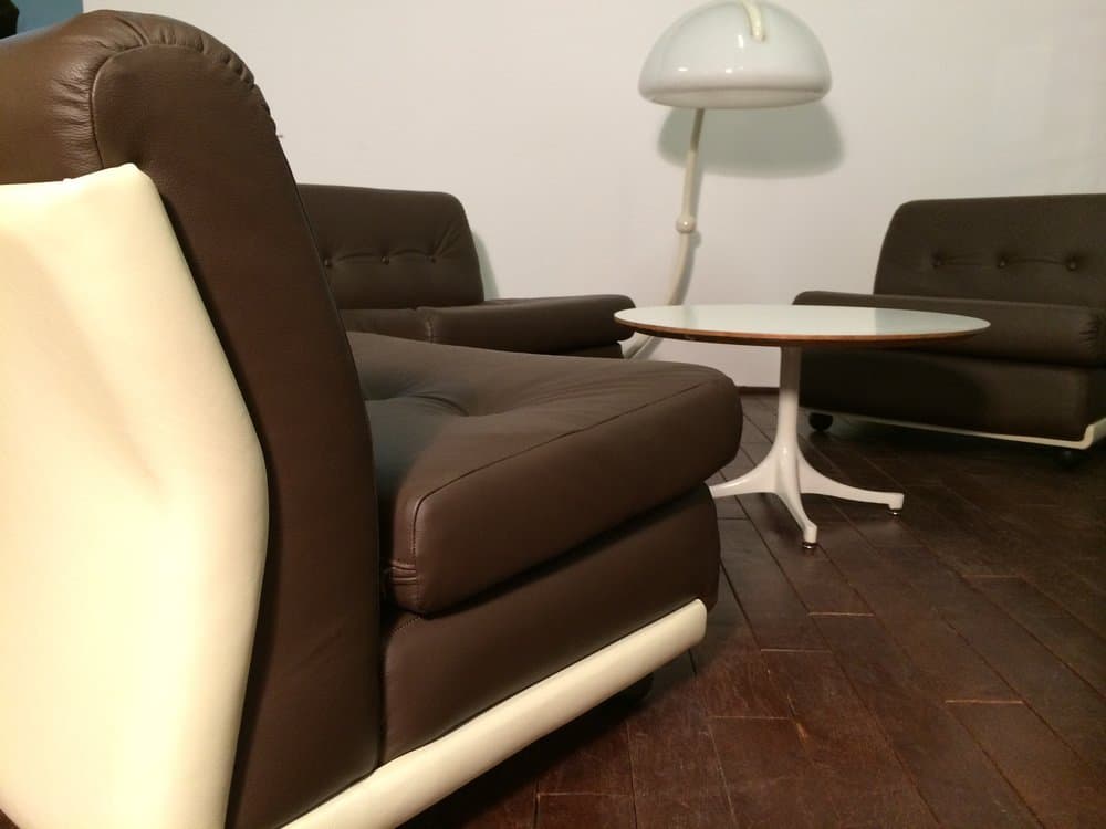 set of four Amanta lounge chairs Mario Bellini for B&B Italia, dark brown, natural leather - 184558